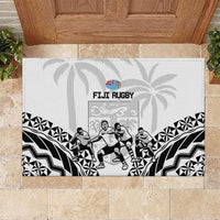 Fiji Tapa Rugby Rubber Doormat Cibi Dance With Fijian Pattern