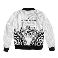 Fiji Tapa Rugby Sleeve Zip Bomber Jacket Cibi Dance With Fijian Pattern