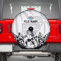 Fiji Tapa Rugby Spare Tire Cover Cibi Dance With Fijian Pattern