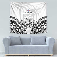 Fiji Tapa Rugby Tapestry Cibi Dance With Fijian Pattern