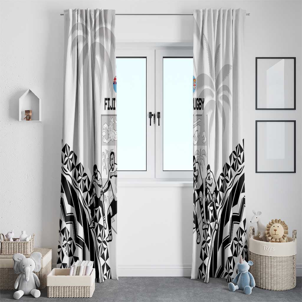Fiji Tapa Rugby Window Curtain Cibi Dance With Fijian Pattern