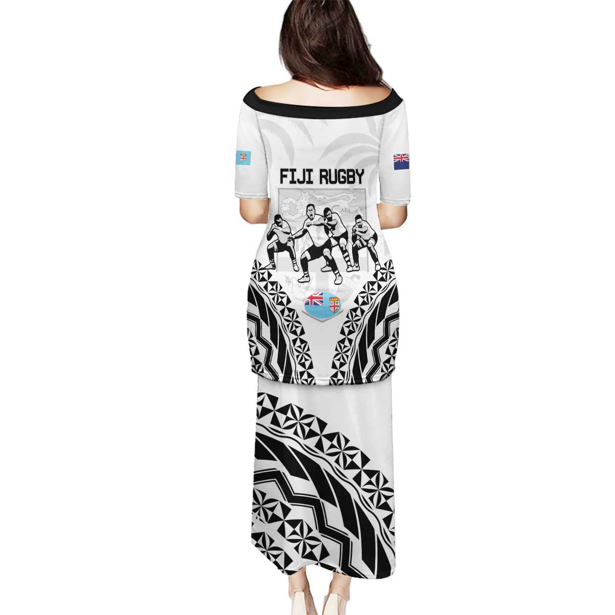 New Zealand And Fiji Tapa Rugby Family Matching Puletasi and Hawaiian Shirt Haka Dance Mix Cibi Dance Together