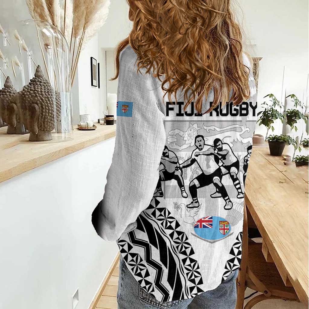 New Zealand And Fiji Tapa Rugby Women Casual Shirt Haka Dance Mix Cibi Dance Together