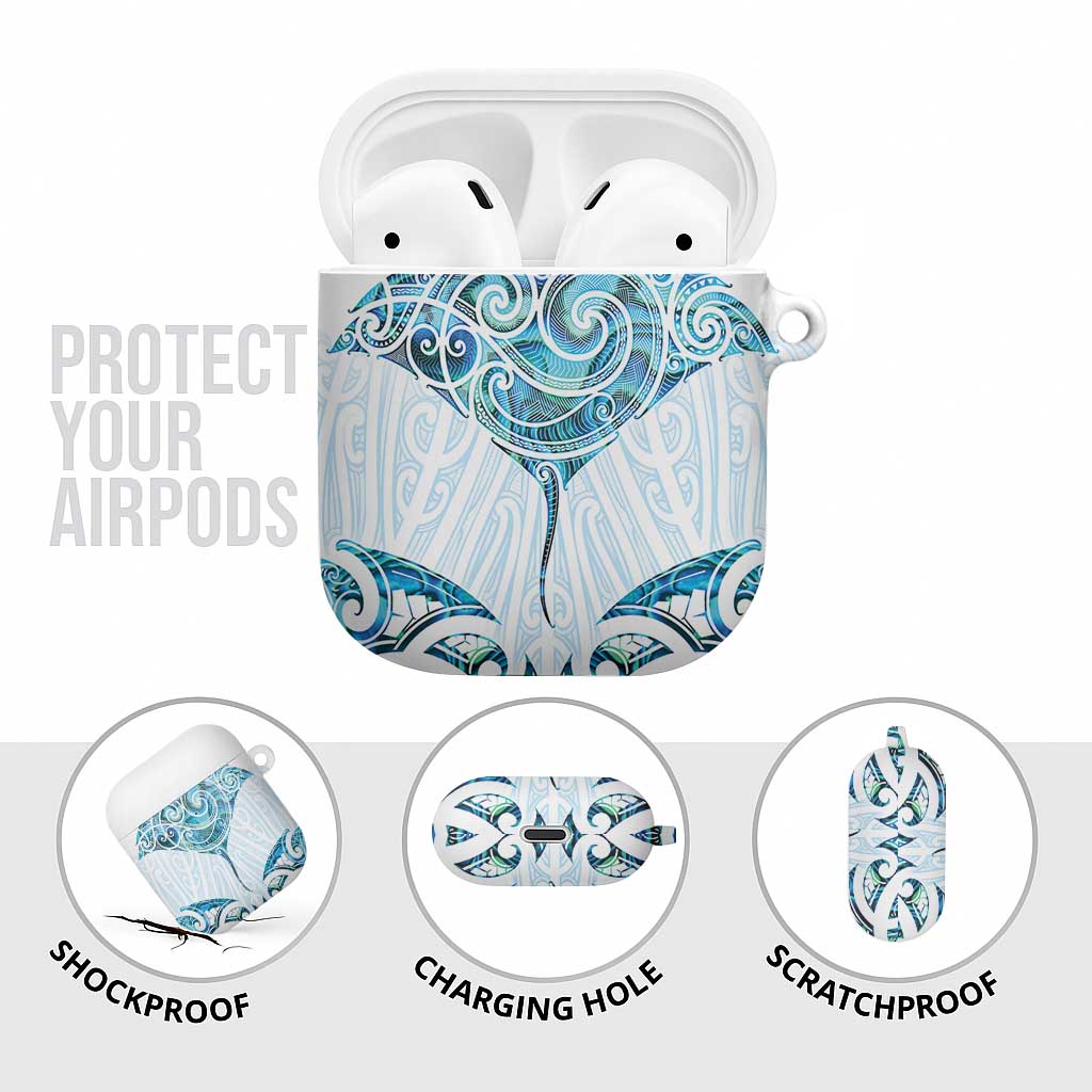 New Zealand Manta Ray Tattoo AirPods Case Aotearoa Maori Haehae Paua Shell - Polynesian Pride