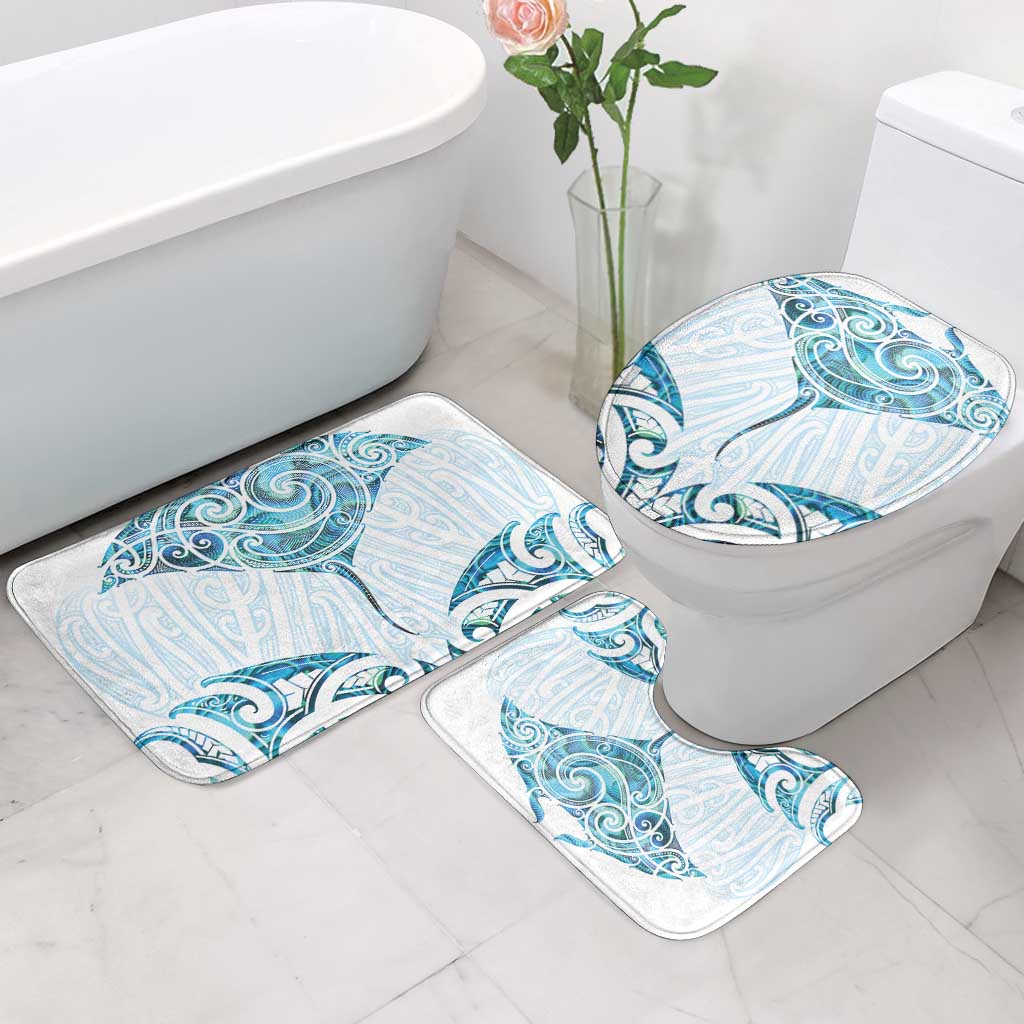 New Zealand Manta Ray Tattoo Bathroom Set Aotearoa Maori Haehae Paua Shell - Polynesian Pride