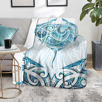 New Zealand Manta Ray Tattoo Blanket Aotearoa Maori Haehae Paua Shell - Polynesian Pride