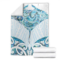 New Zealand Manta Ray Tattoo Blanket Aotearoa Maori Haehae Paua Shell - Polynesian Pride