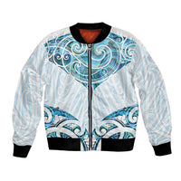 New Zealand Manta Ray Tattoo Bomber Jacket Aotearoa Maori Haehae Paua Shell - Polynesian Pride