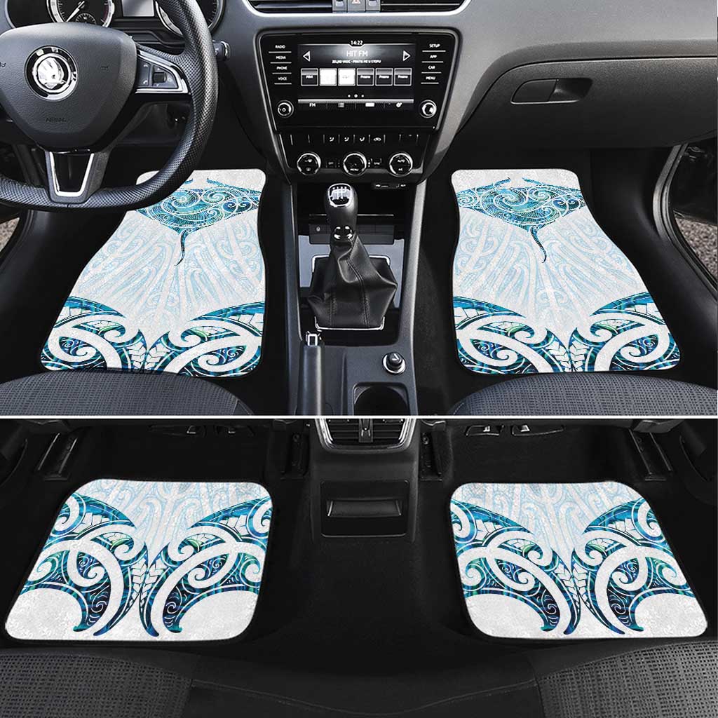 New Zealand Manta Ray Tattoo Car Mats Aotearoa Maori Haehae Paua Shell - Polynesian Pride