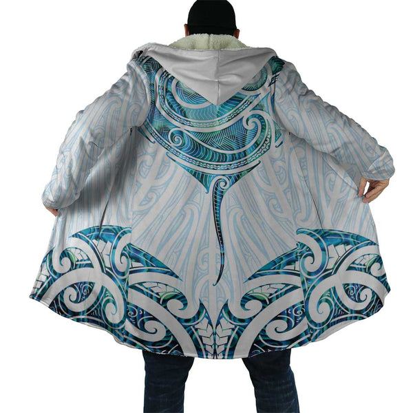 New Zealand Manta Ray Tattoo Cloak Aotearoa Maori Haehae Paua Shell LT14
