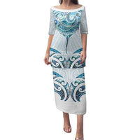 New Zealand Manta Ray Tattoo Family Matching Puletasi and Hawaiian Shirt Aotearoa Maori Haehae Paua Shell - Polynesian Pride