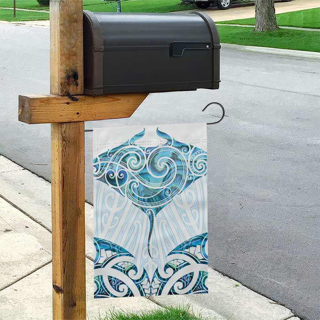 New Zealand Manta Ray Tattoo Garden Flag Aotearoa Maori Haehae Paua Shell - Polynesian Pride