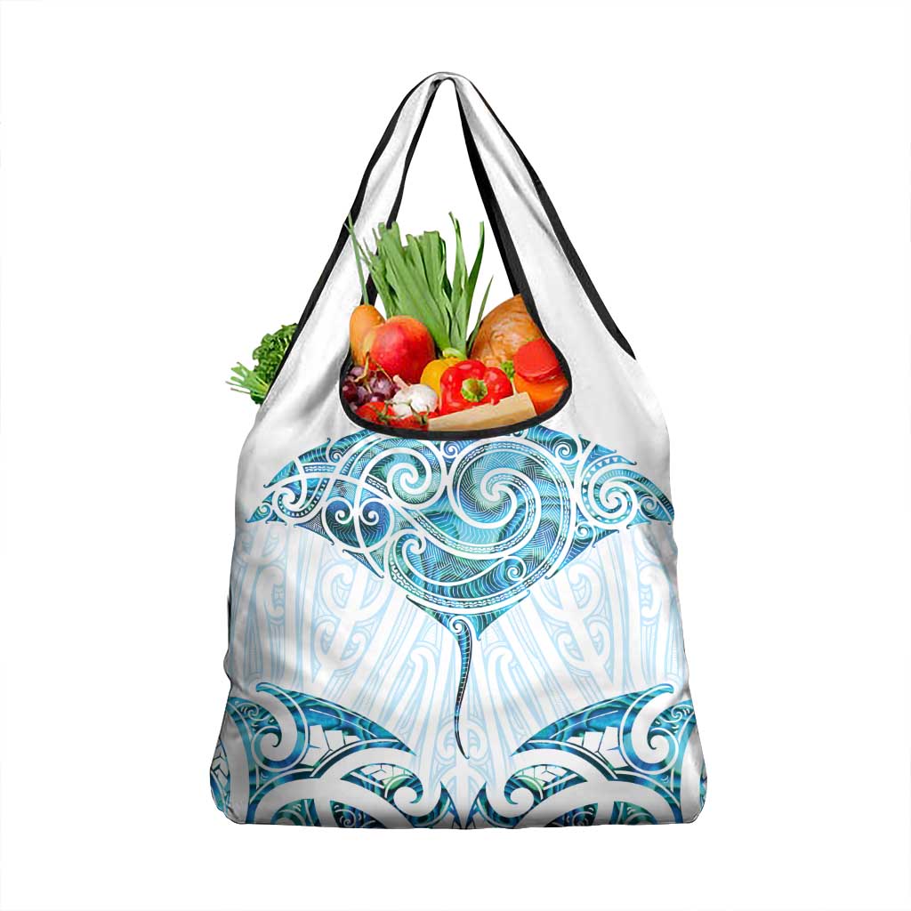 New Zealand Manta Ray Tattoo Grocery Bag Aotearoa Maori Haehae Paua Shell - Polynesian Pride