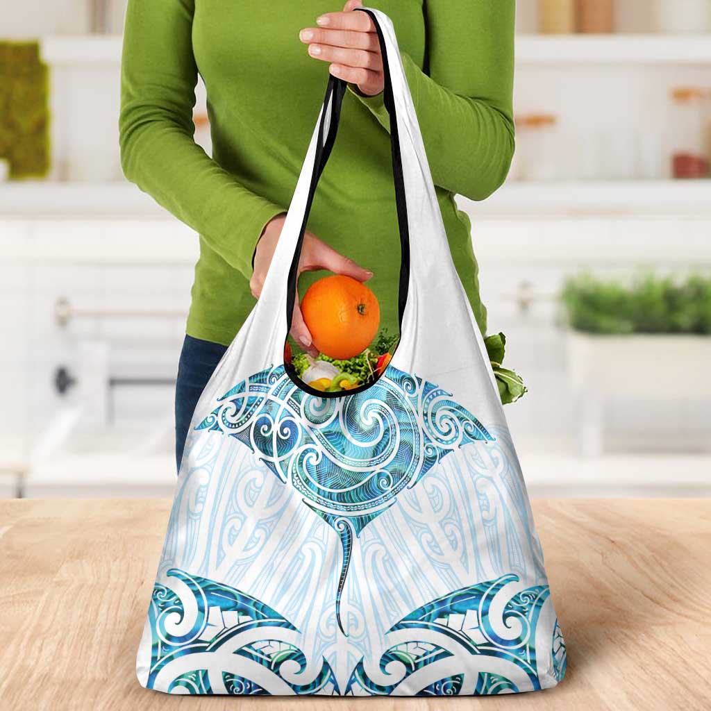 New Zealand Manta Ray Tattoo Grocery Bag Aotearoa Maori Haehae Paua Shell - Polynesian Pride