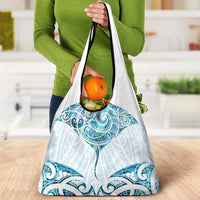 New Zealand Manta Ray Tattoo Grocery Bag Aotearoa Maori Haehae Paua Shell - Polynesian Pride