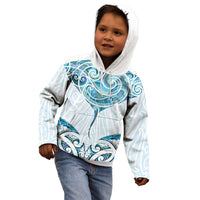 New Zealand Manta Ray Tattoo Kid Hoodie Aotearoa Maori Haehae Paua Shell - Polynesian Pride