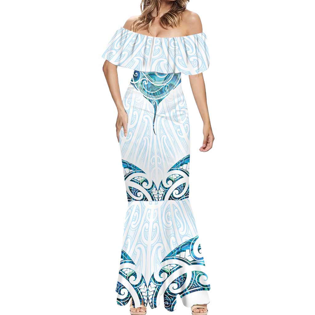 New Zealand Manta Ray Tattoo Mermaid Dress Aotearoa Maori Haehae Paua Shell - Polynesian Pride