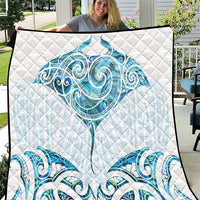 New Zealand Manta Ray Tattoo Quilt Aotearoa Maori Haehae Paua Shell - Polynesian Pride