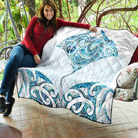 New Zealand Manta Ray Tattoo Quilt Aotearoa Maori Haehae Paua Shell - Polynesian Pride