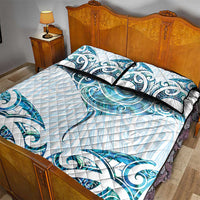 New Zealand Manta Ray Tattoo Quilt Bed Set Aotearoa Maori Haehae Paua Shell - Polynesian Pride