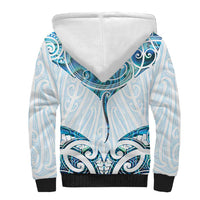 New Zealand Manta Ray Tattoo Sherpa Hoodie Aotearoa Maori Haehae Paua Shell - Polynesian Pride