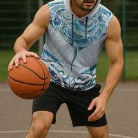 New Zealand Manta Ray Tattoo Sleeveless Hoodie Aotearoa Maori Haehae Paua Shell - Polynesian Pride