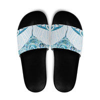New Zealand Manta Ray Tattoo Slide Sandals Aotearoa Maori Haehae Paua Shell - Polynesian Pride