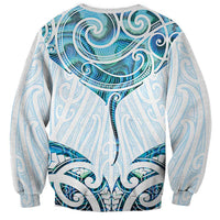 New Zealand Manta Ray Tattoo Sweatshirt Aotearoa Maori Haehae Paua Shell - Polynesian Pride