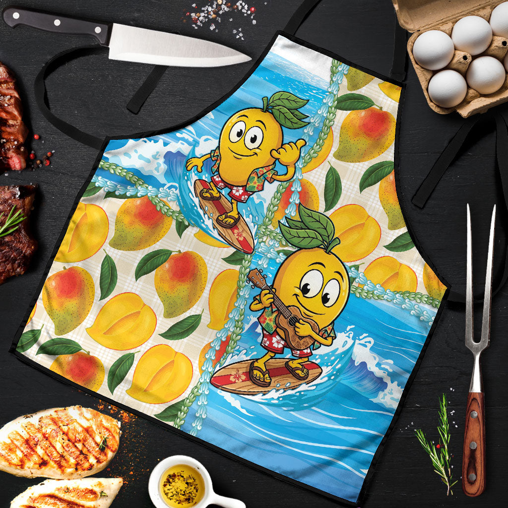 Aloha Hawaii Summer Apron Hawaiian Lei Surfing Mango Palaka Motifs