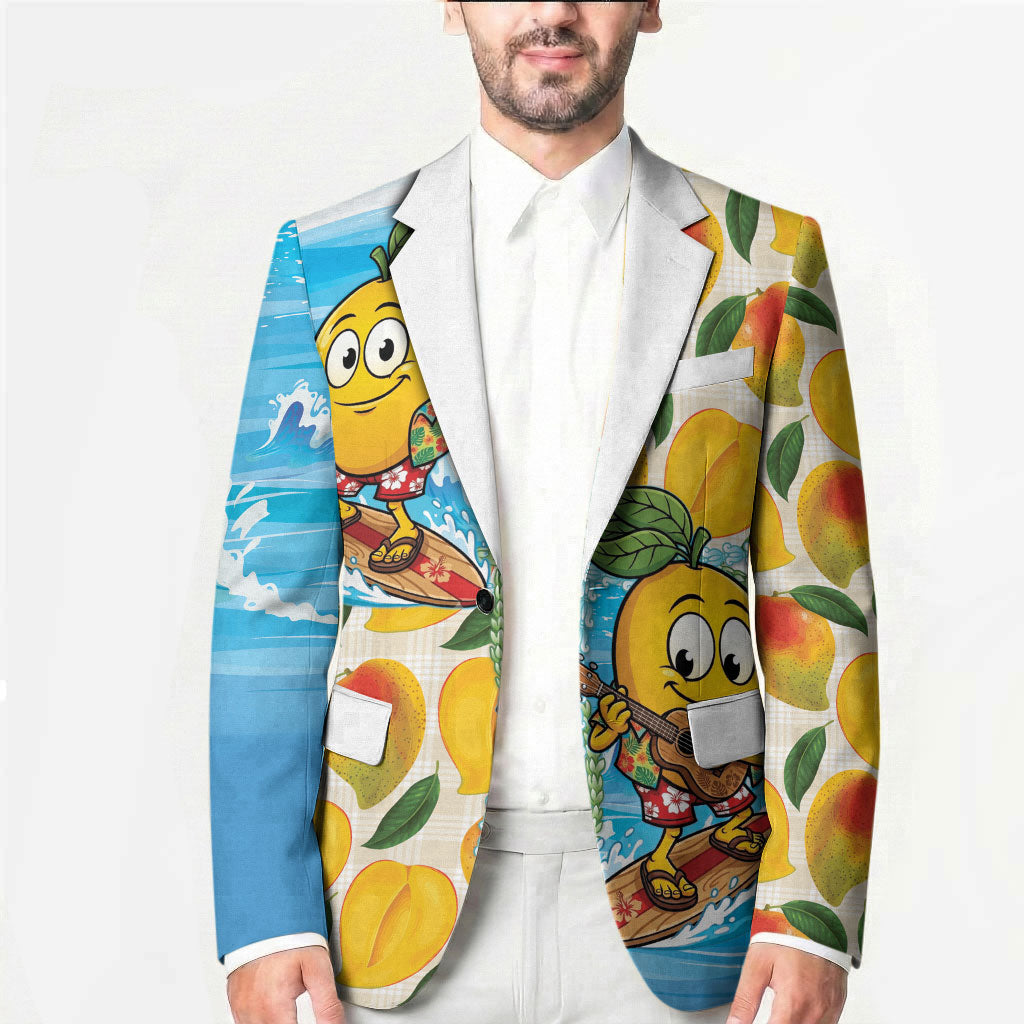 Aloha Hawaii Summer Blazer Hawaiian Lei Surfing Mango Palaka Motifs