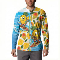 Aloha Hawaii Summer Button Sweatshirt Hawaiian Lei Surfing Mango Palaka Motifs