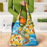 Aloha Hawaii Summer Grocery Bag Hawaiian Lei Surfing Mango Palaka Motifs