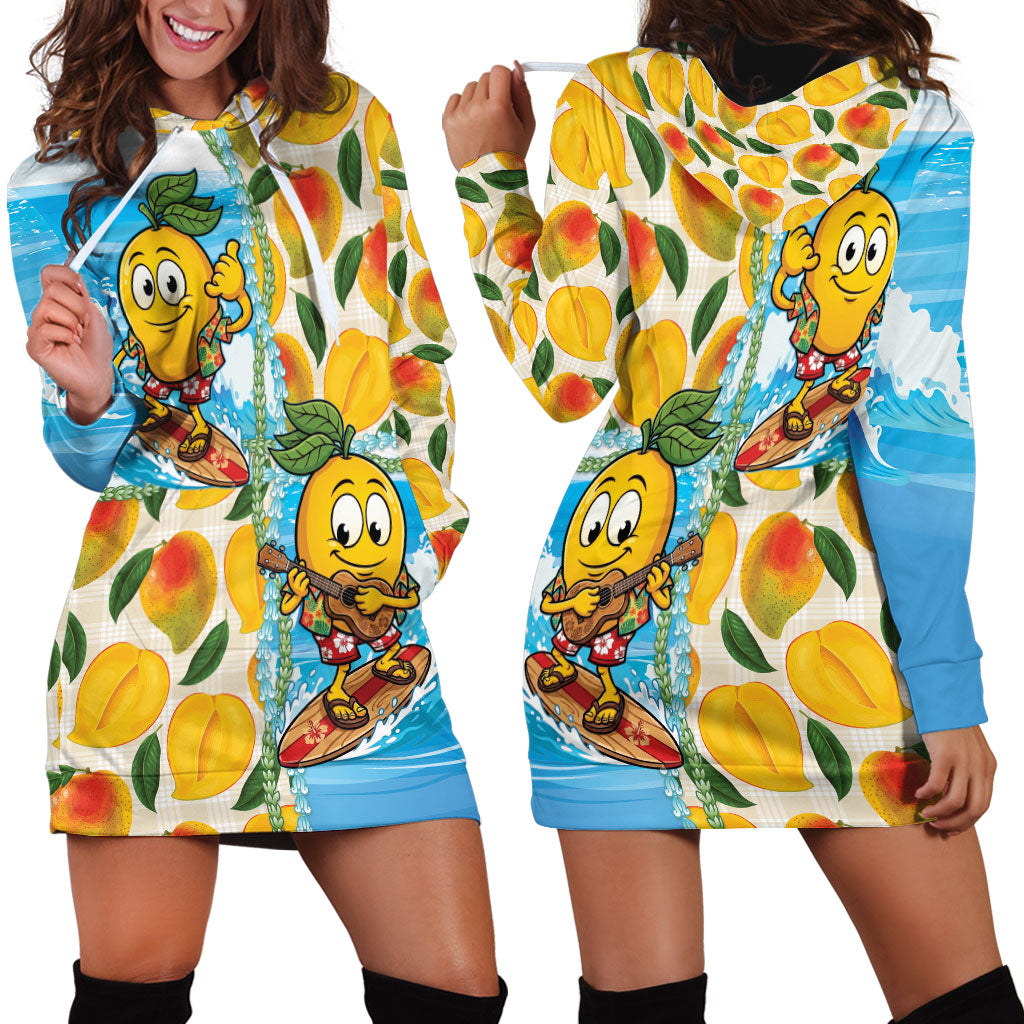 Aloha Hawaii Summer Hoodie Dress Hawaiian Lei Surfing Mango Palaka Motifs