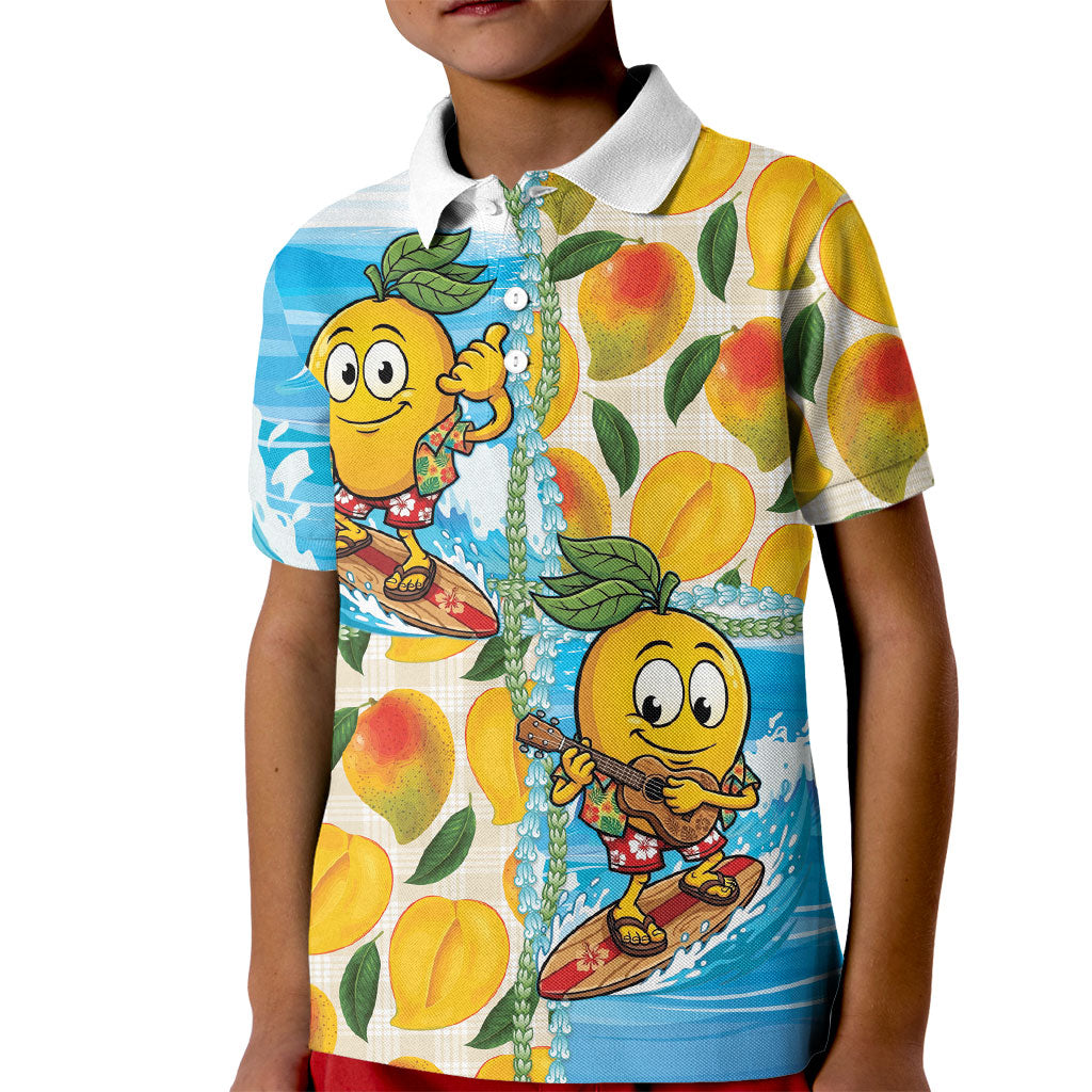 Aloha Hawaii Summer Kid Polo Shirt Hawaiian Lei Surfing Mango Palaka Motifs