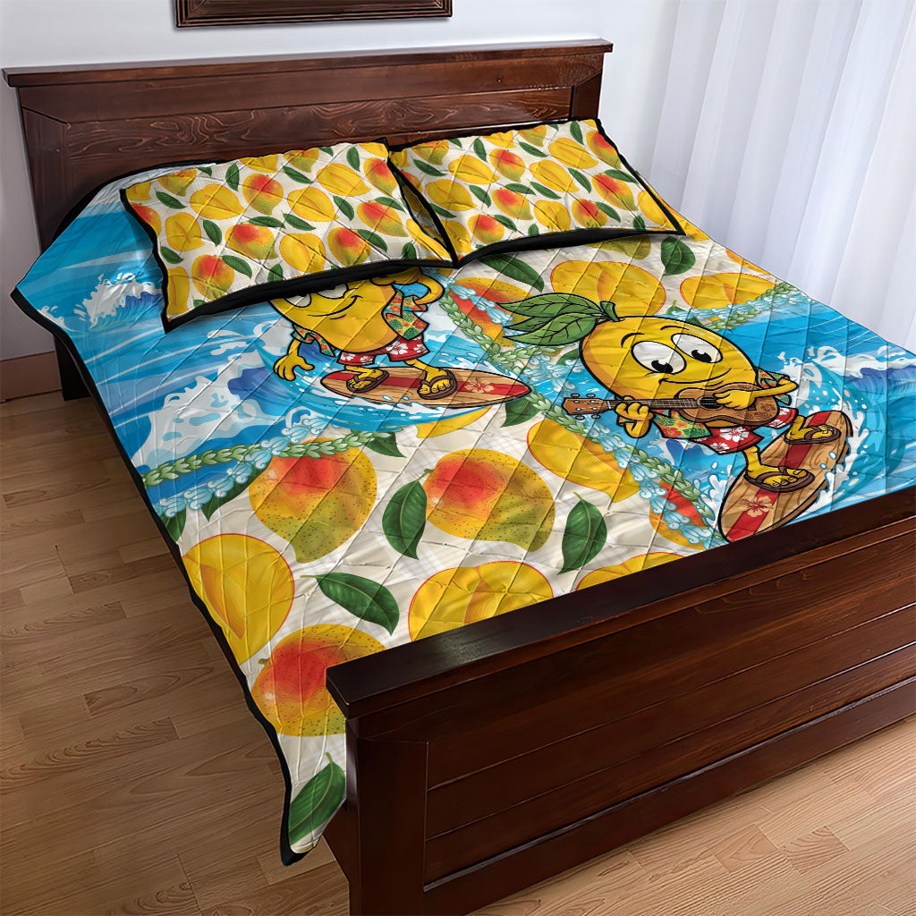 Aloha Hawaii Summer Quilt Bed Set Hawaiian Lei Surfing Mango Palaka Motifs