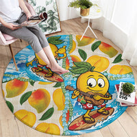 Aloha Hawaii Summer Round Carpet Hawaiian Lei Surfing Mango Palaka Motifs