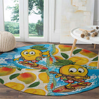 Aloha Hawaii Summer Round Carpet Hawaiian Lei Surfing Mango Palaka Motifs