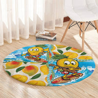 Aloha Hawaii Summer Round Carpet Hawaiian Lei Surfing Mango Palaka Motifs