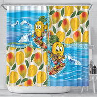 Aloha Hawaii Summer Shower Curtain Hawaiian Lei Surfing Mango Palaka Motifs