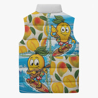 Aloha Hawaii Summer Sleeveless Puffer Jacket Hawaiian Lei Surfing Mango Palaka Motifs