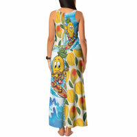 Aloha Hawaii Summer Tank Maxi Dress Hawaiian Lei Surfing Mango Palaka Motifs