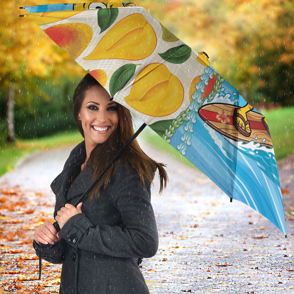 Aloha Hawaii Summer Umbrella Hawaiian Lei Surfing Mango Palaka Motifs