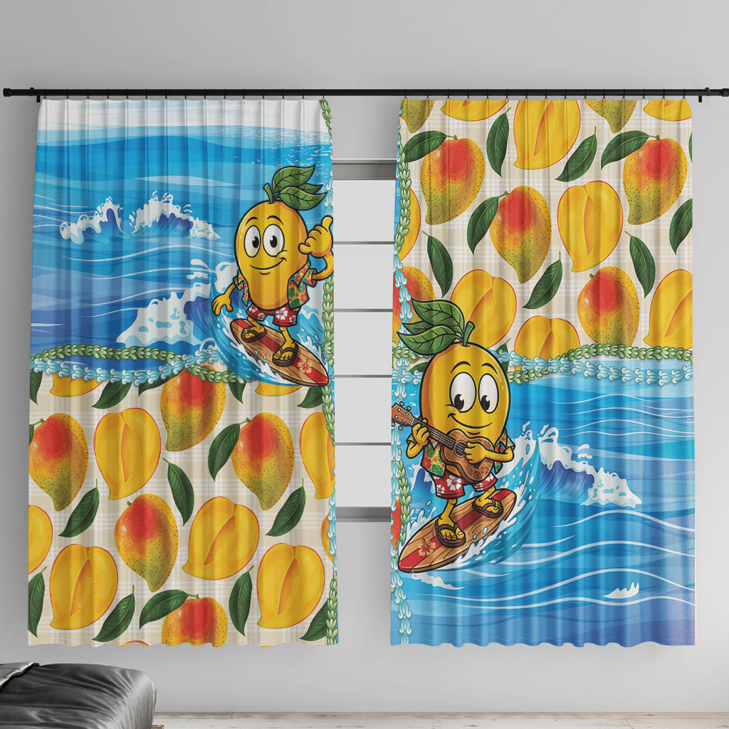 Aloha Hawaii Summer Window Curtain Hawaiian Lei Surfing Mango Palaka Motifs