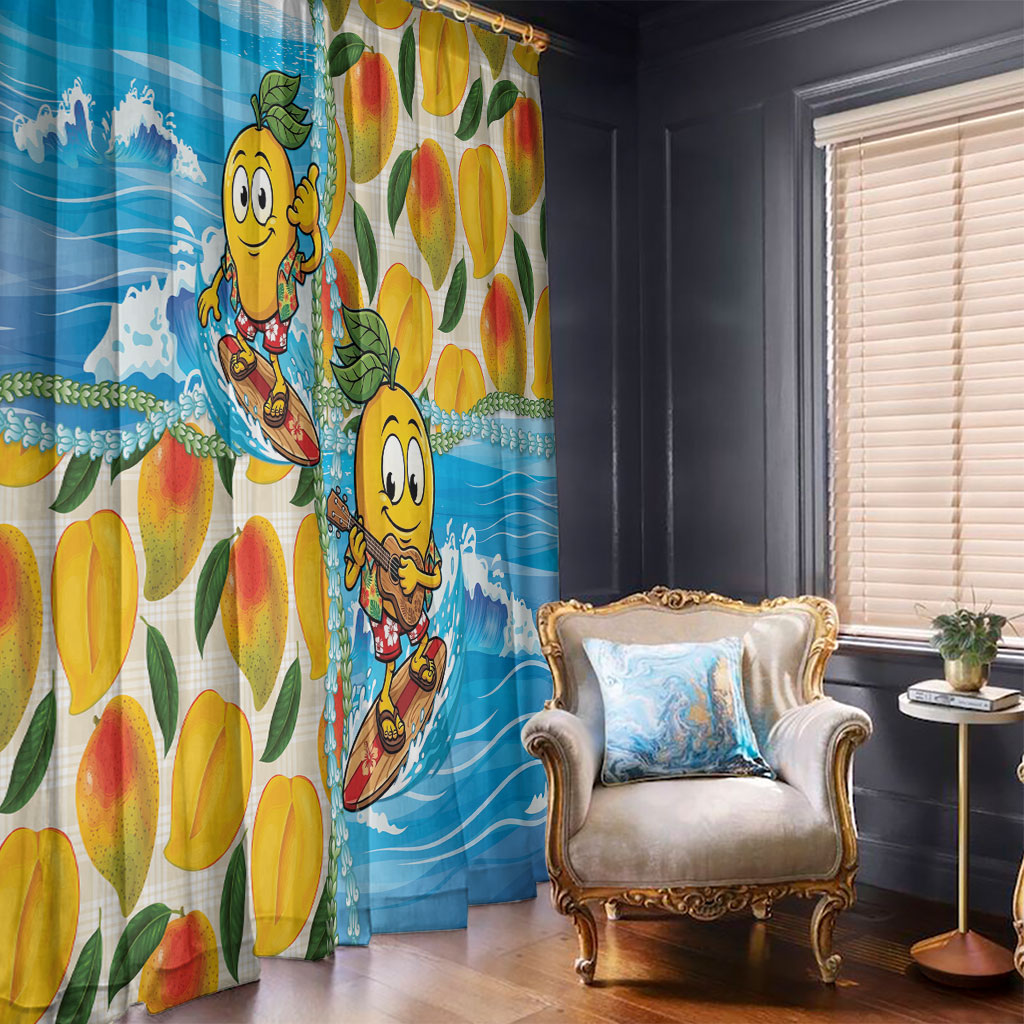 Aloha Hawaii Summer Window Curtain Hawaiian Lei Surfing Mango Palaka Motifs