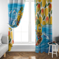 Aloha Hawaii Summer Window Curtain Hawaiian Lei Surfing Mango Palaka Motifs