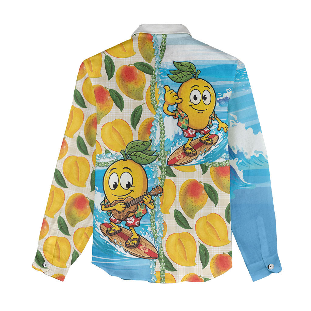 Aloha Hawaii Summer Women Casual Shirt Hawaiian Lei Surfing Mango Palaka Motifs