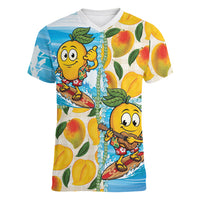 Aloha Hawaii Summer Women V-Neck T-Shirt Hawaiian Lei Surfing Mango Palaka Motifs