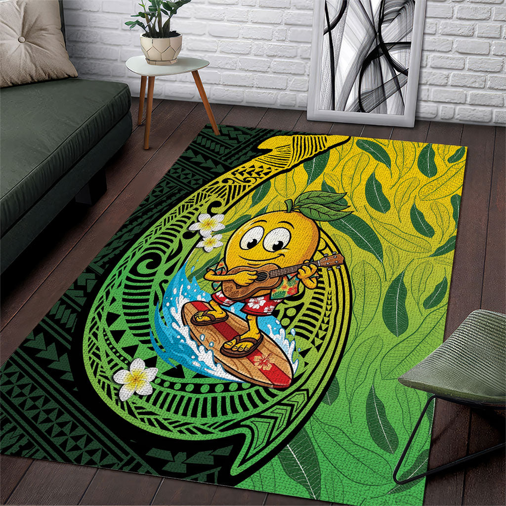 Hawaii Surfing Mango Area Rug Manako Polynesian Fish Hook