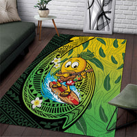 Hawaii Surfing Mango Area Rug Manako Polynesian Fish Hook