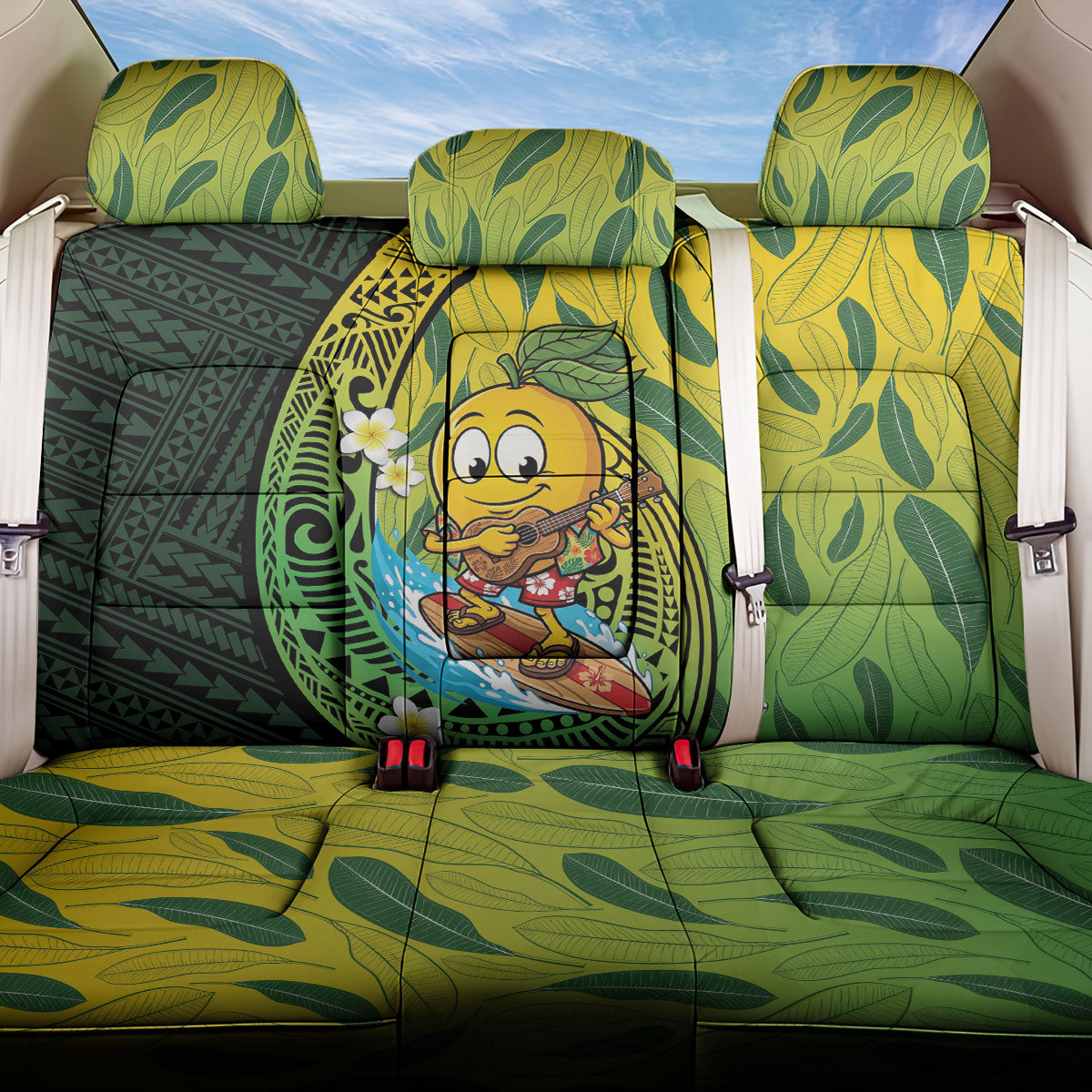 Hawaii Surfing Mango Back Car Seat Cover Manako Polynesian Fish Hook
